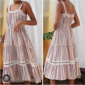 NWT LemLem Anika Net A Porter Sweepy Sun Maxi Dress RETAIL $375 RESORT LG Boho